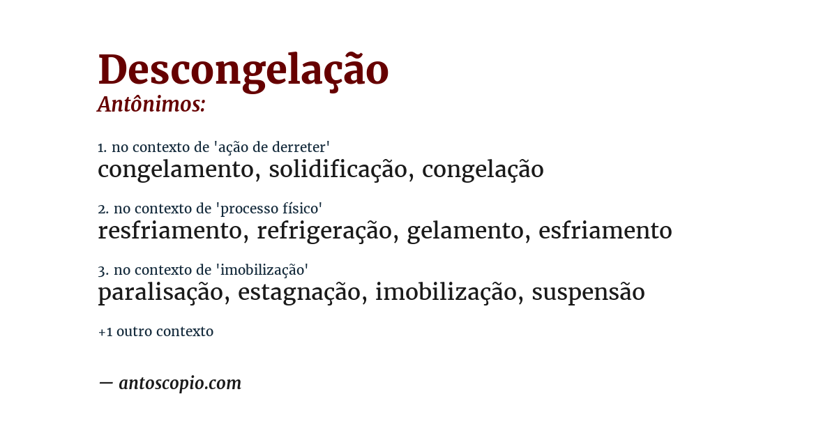 Antônimo de descongelação