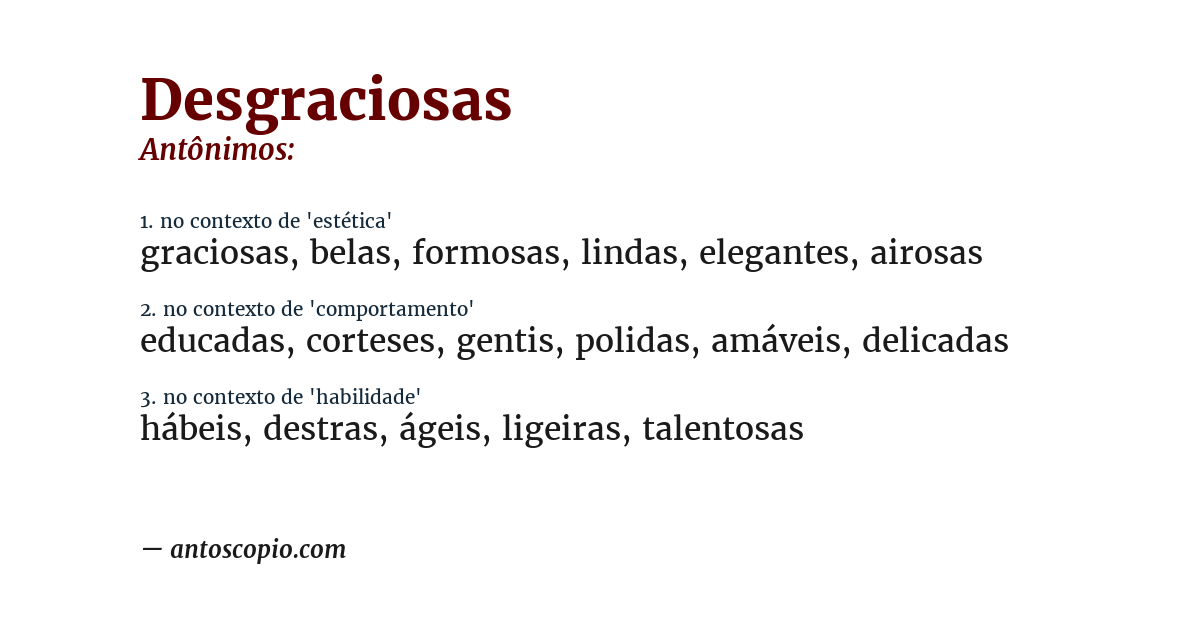 Antônimo de desgraciosas