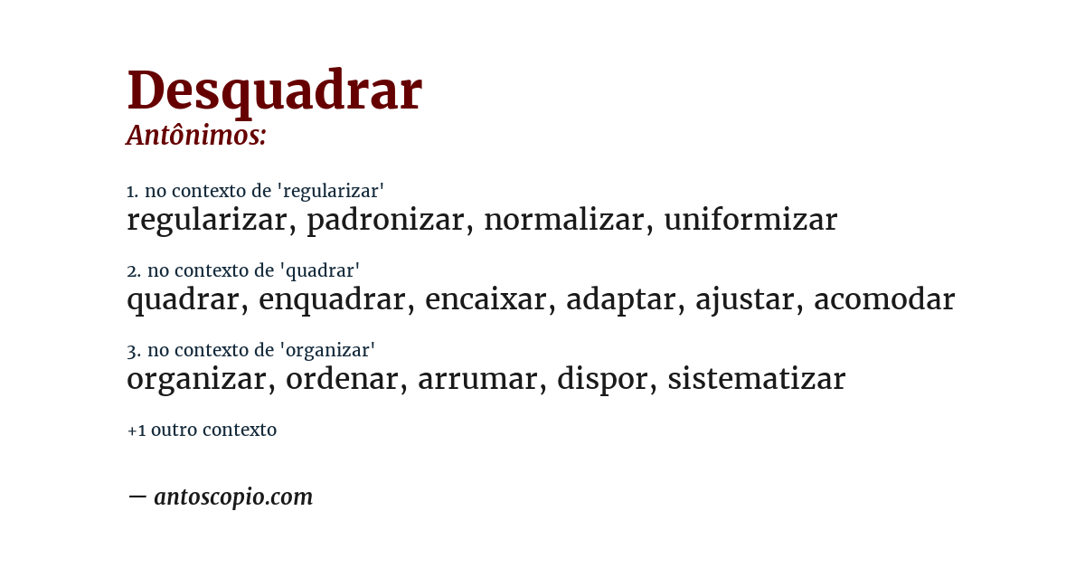 Antônimo de desquadrar