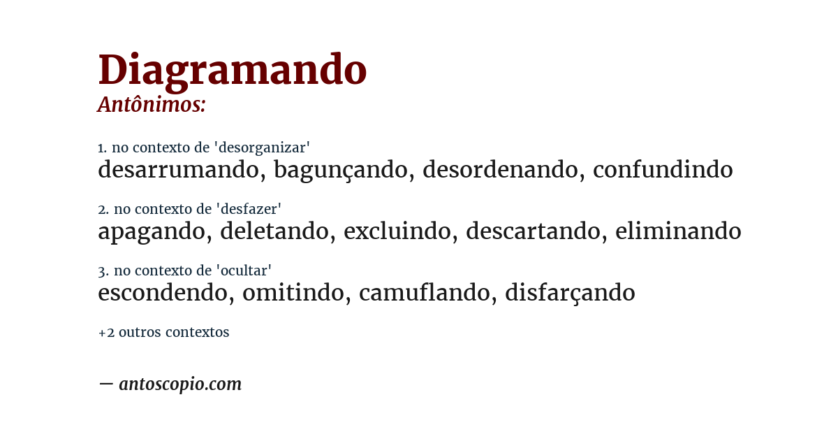 Antônimo de diagramando