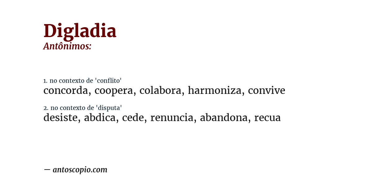 Antônimo de digladia