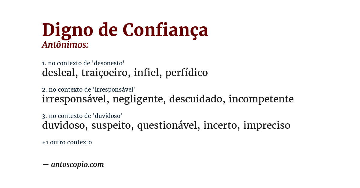 Antônimo de digno de confiança