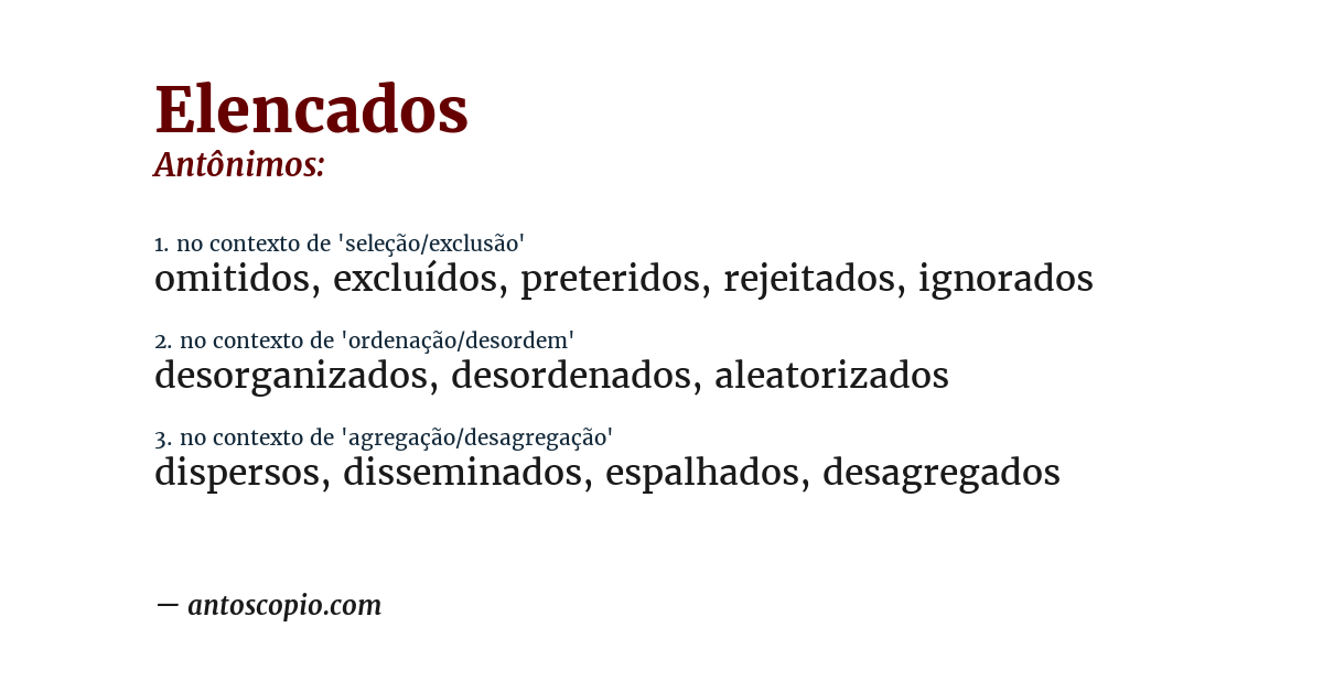 Antônimo de elencados