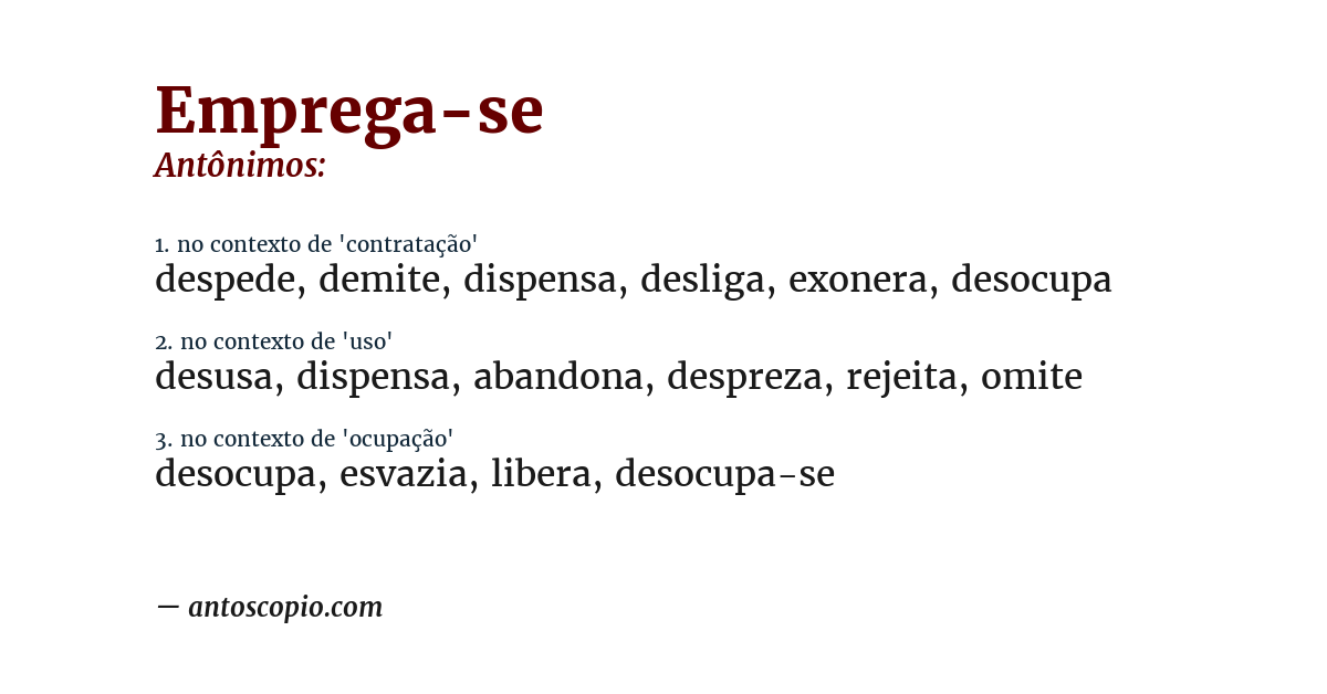 Antônimo de emprega-se
