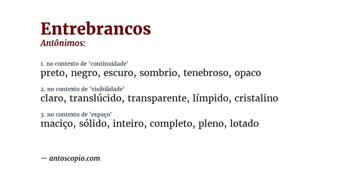 Antônimo de entrebrancos