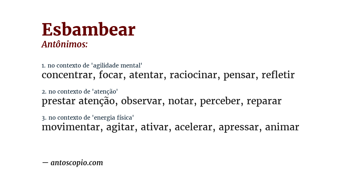 Antônimo de esbambear