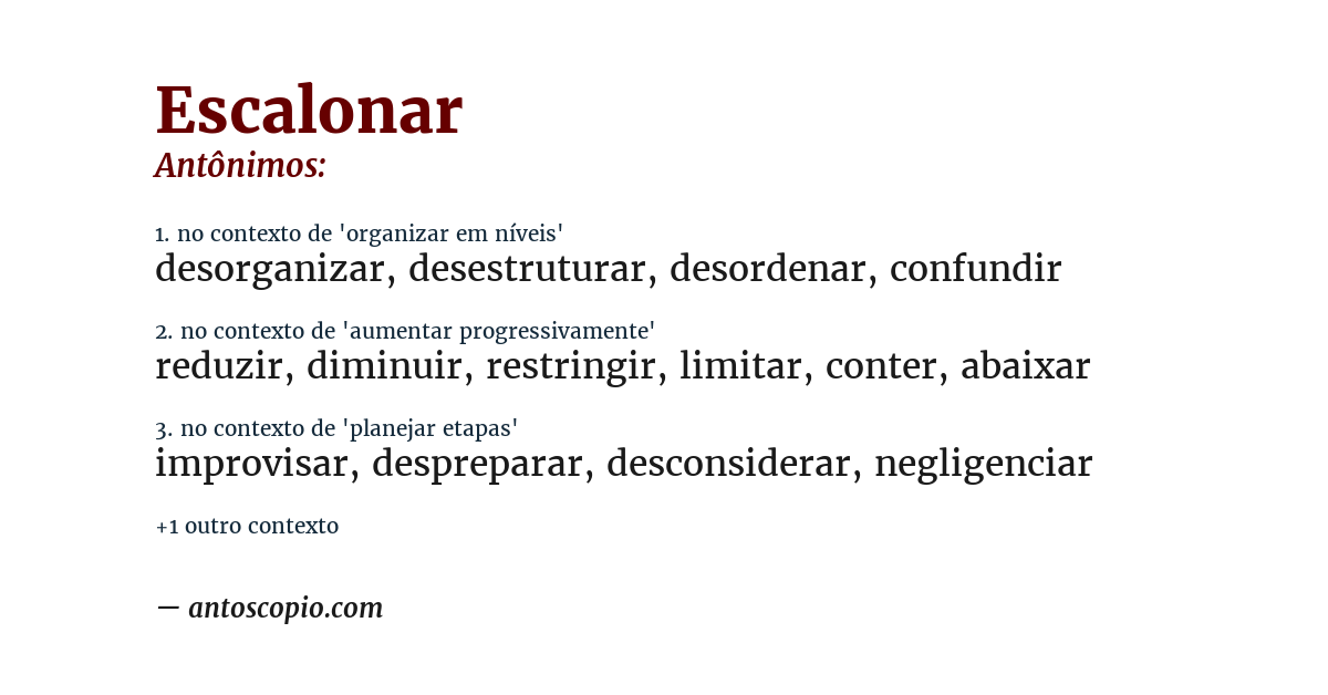 Antônimo de escalonar