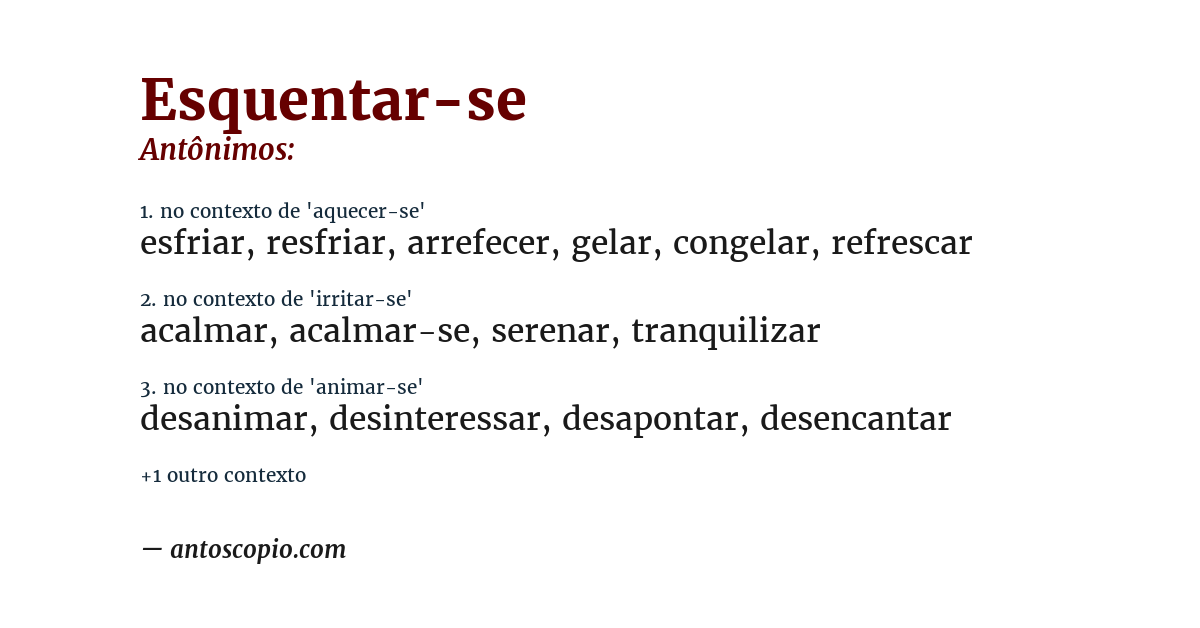 Antônimo de esquentar-se
