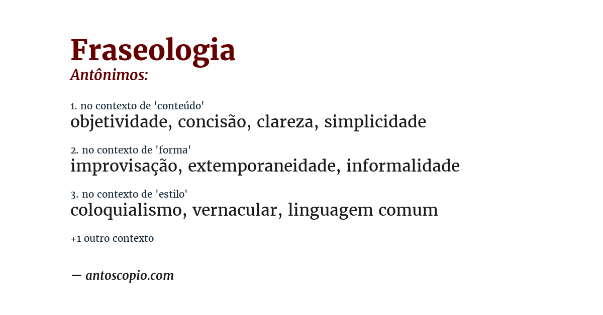 Antônimo de fraseologia