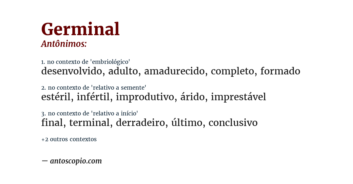 Antônimo de germinal