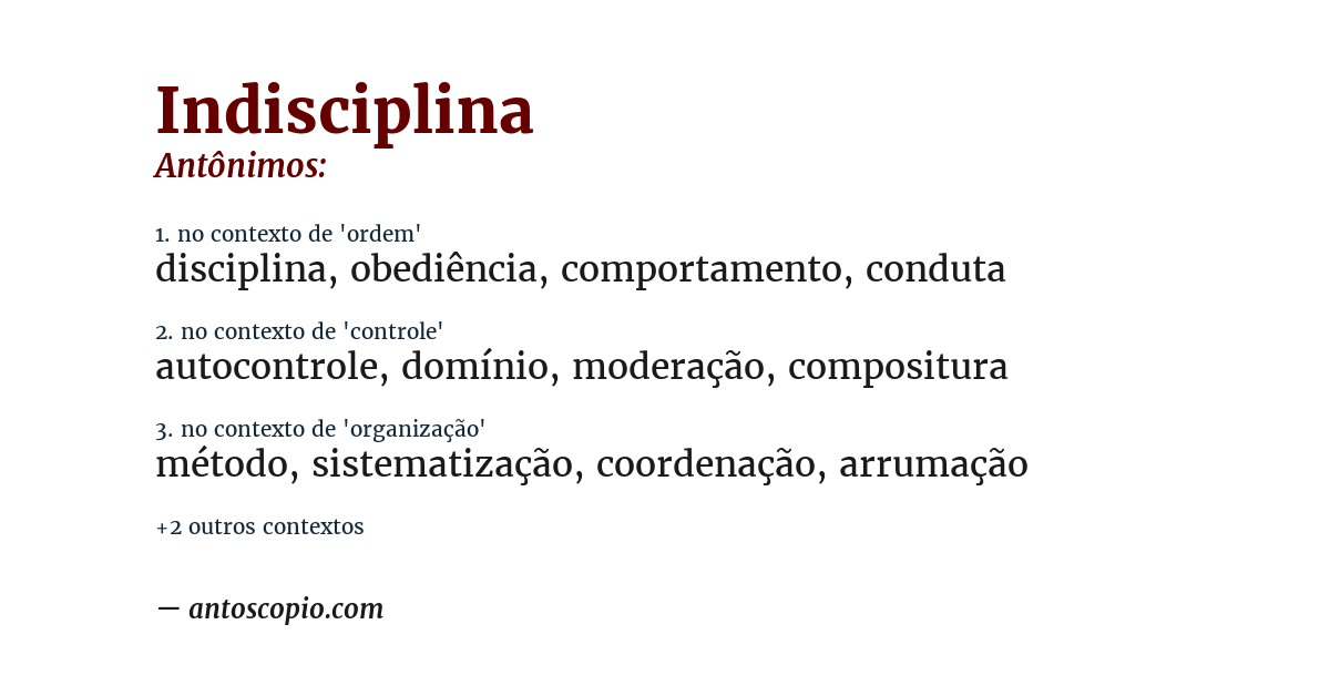 Antônimo de indisciplina