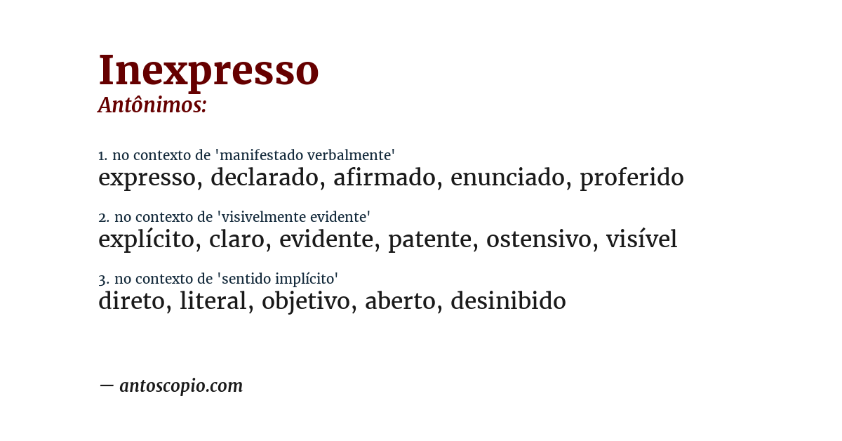 Antônimo de inexpresso
