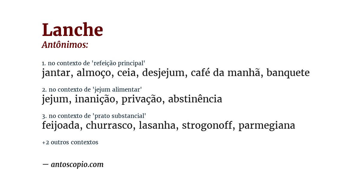 Antônimo de lanche