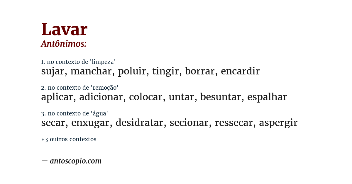 Antônimo de lavar