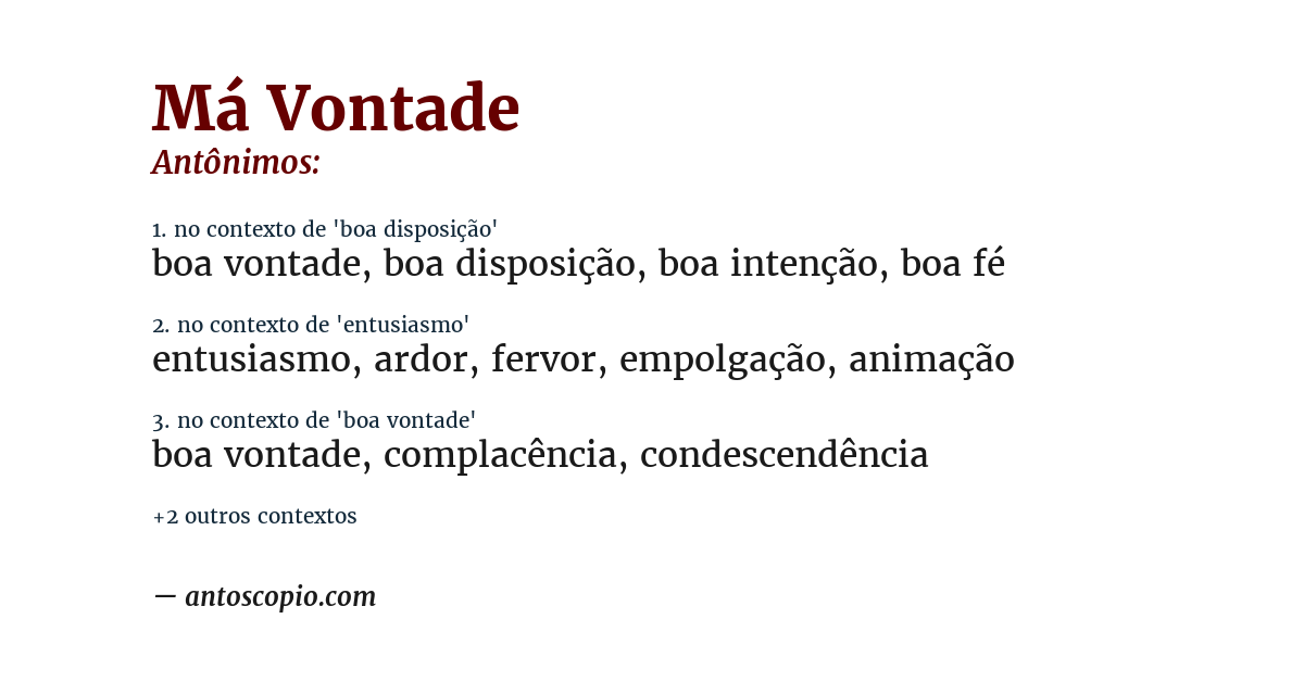 Antônimo de má vontade