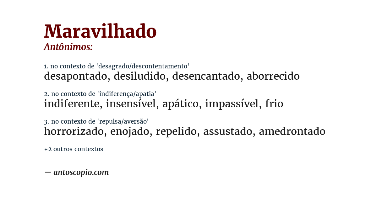 Antônimo de maravilhado