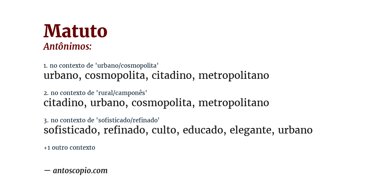Antônimo de matuto