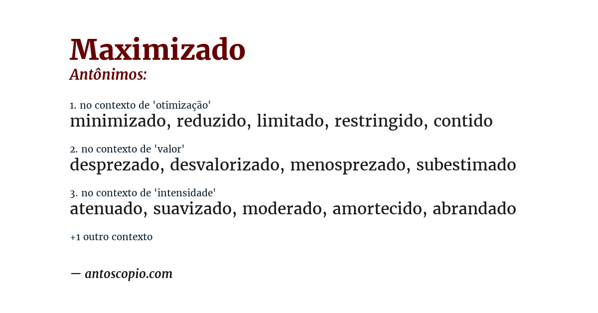 Antônimo de maximizado