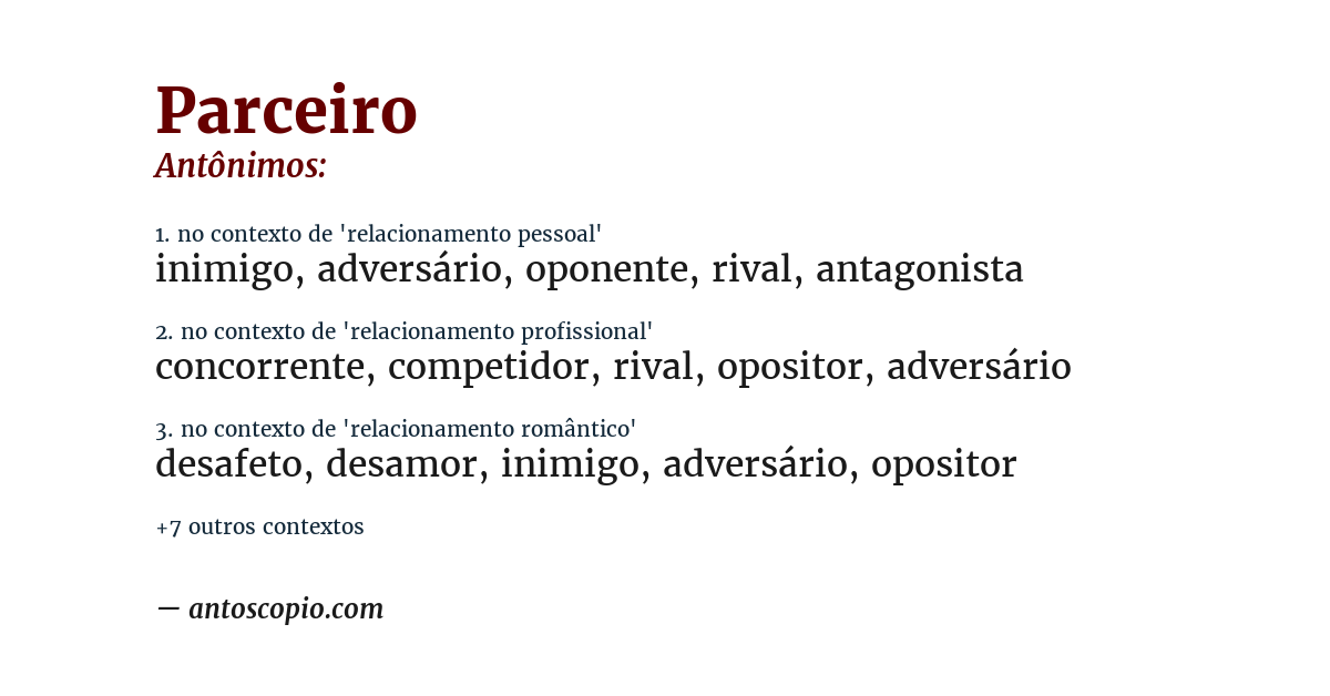 Antônimo de parceiro