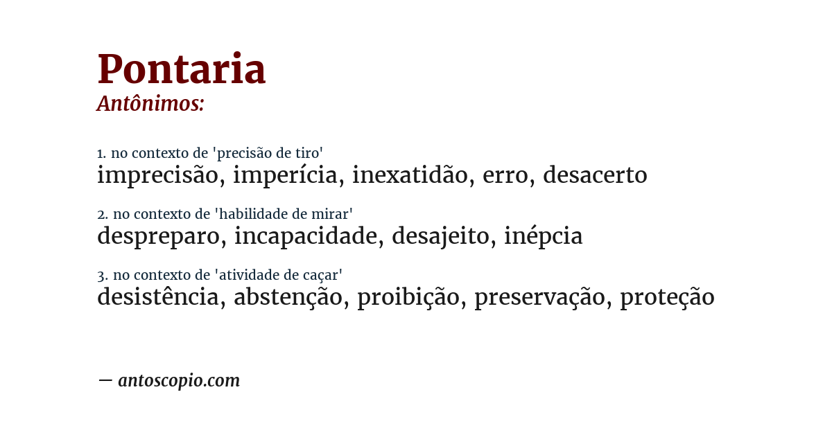 Antônimo de pontaria