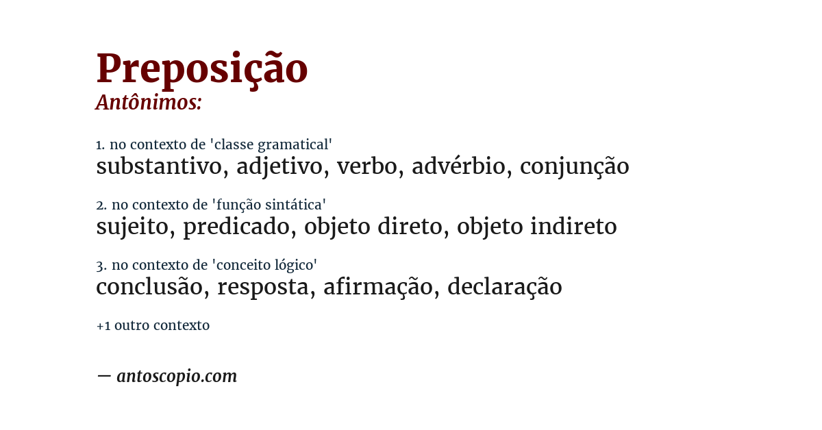 Antônimo de preposição
