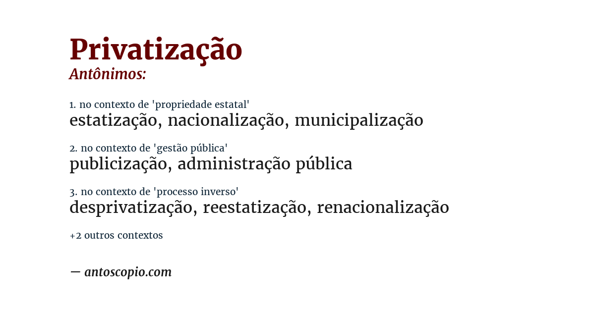 Antônimo de privatização