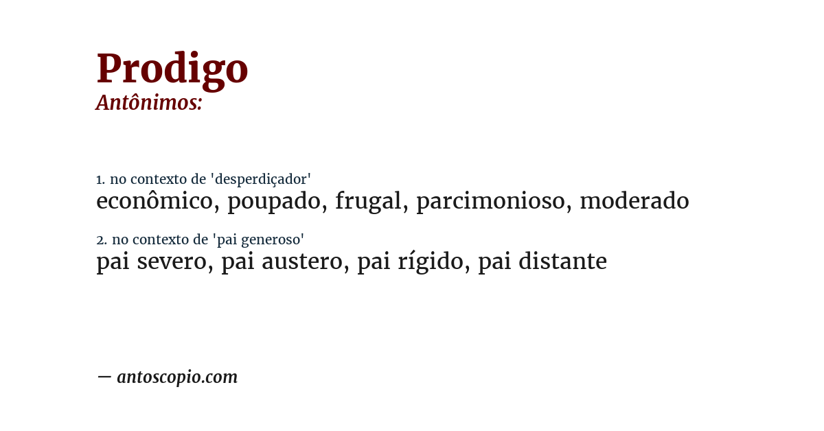 Antônimo de prodigo