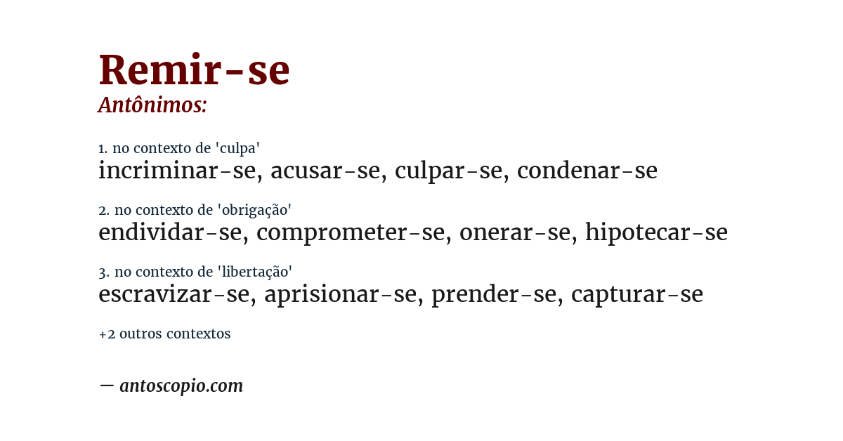 Antônimo de remir-se