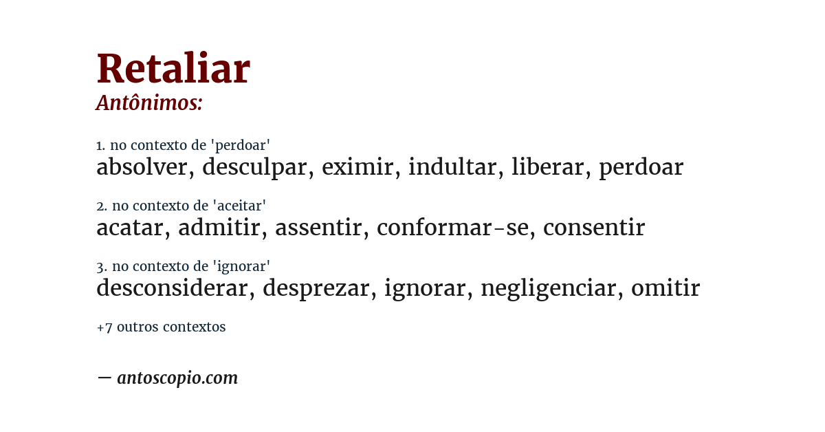 Antônimo de retaliar