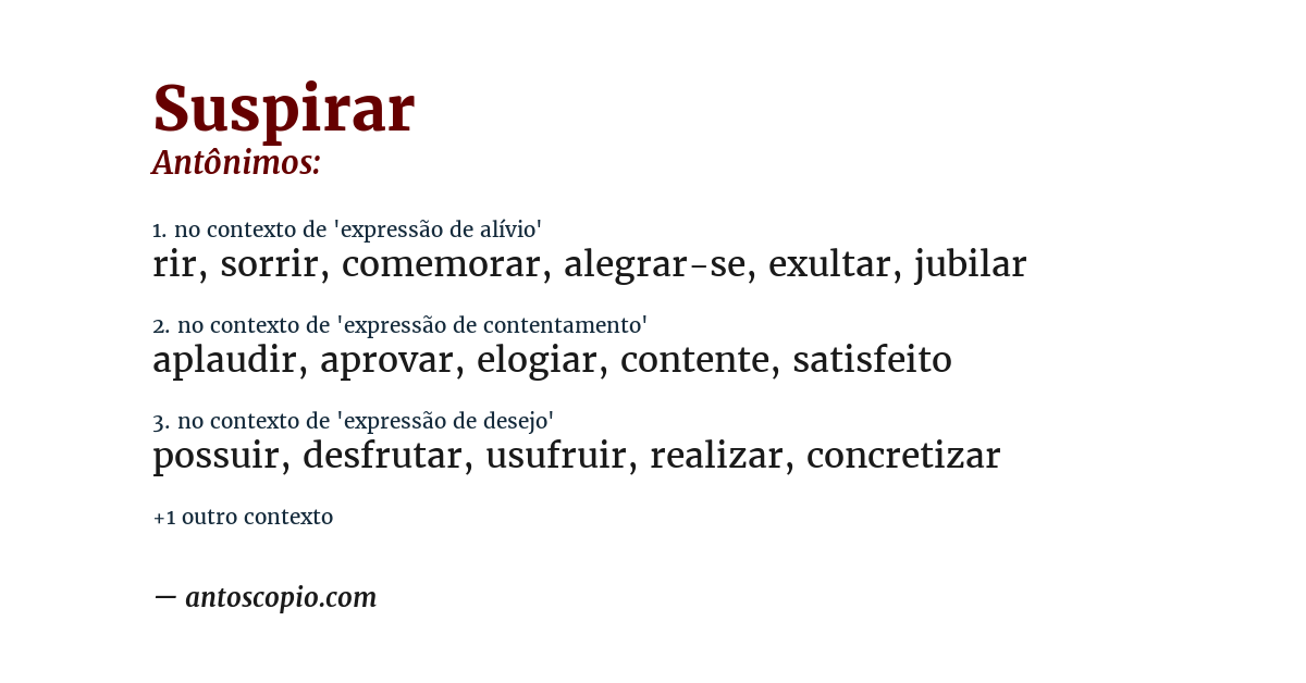 Antônimo de suspirar