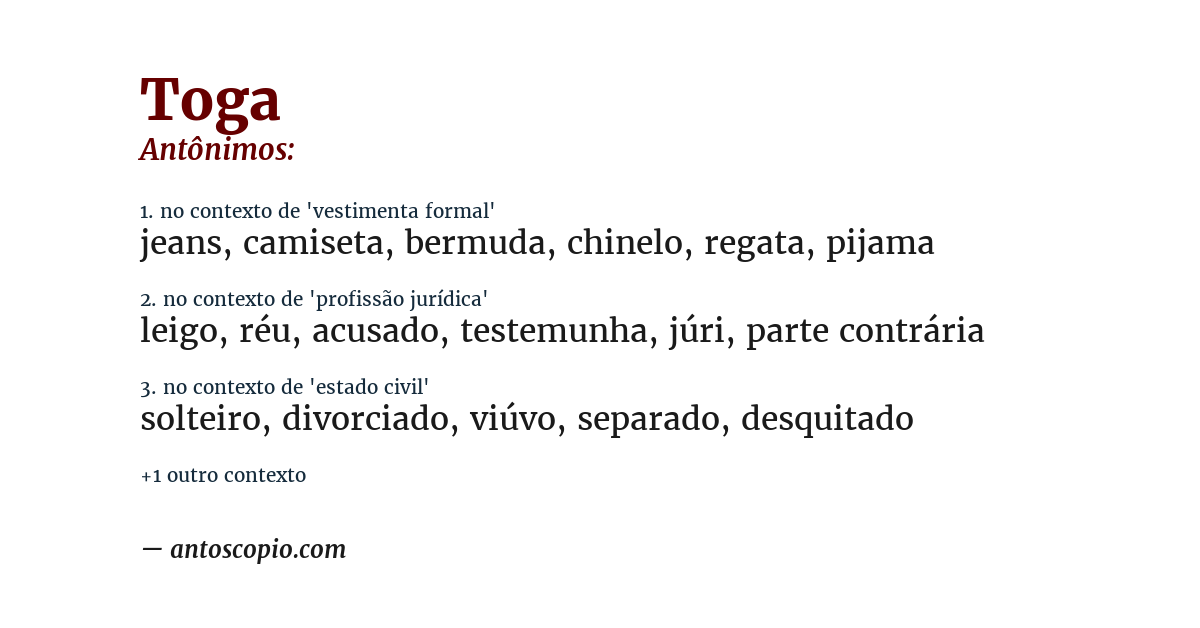 Antônimo de toga