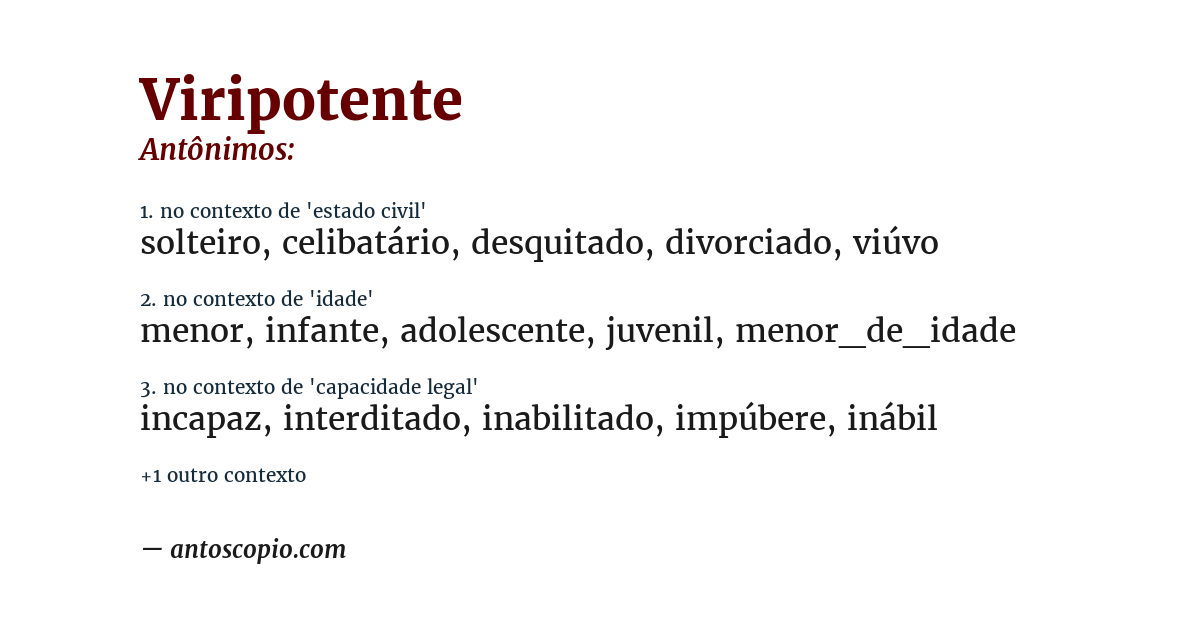 Antônimo de viripotente