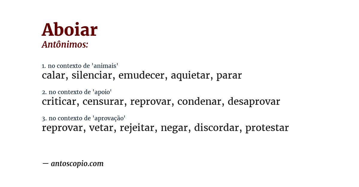 Antônimo de aboiar
