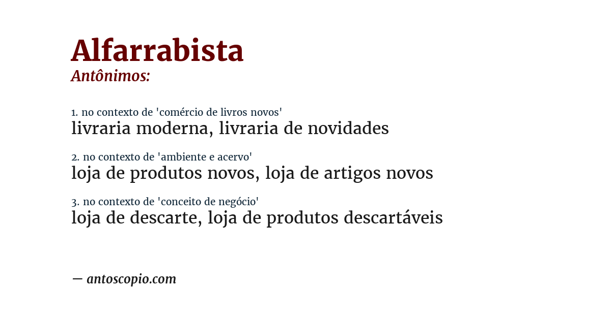 Antônimo de alfarrabista