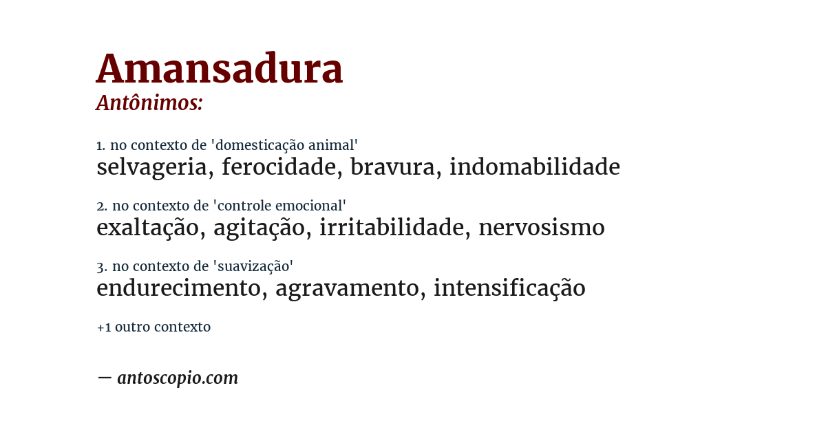 Antônimo de amansadura