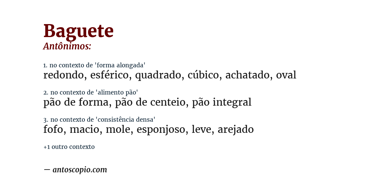 Antônimo de baguete