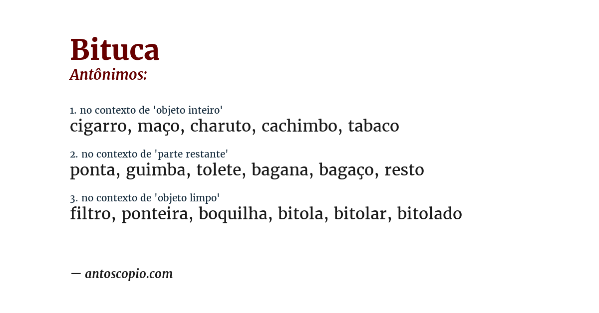 Antônimo de bituca