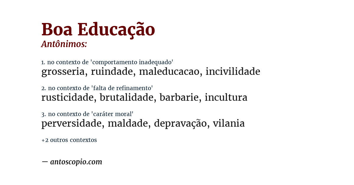 Antônimo de boa educação