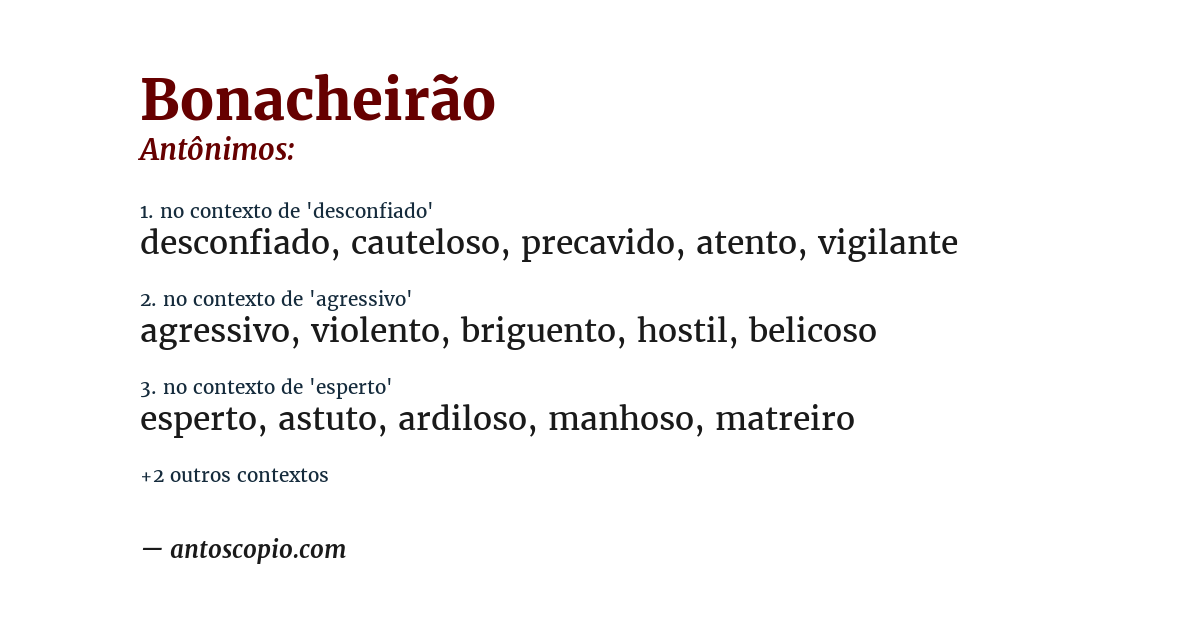 Antônimo de bonacheirão