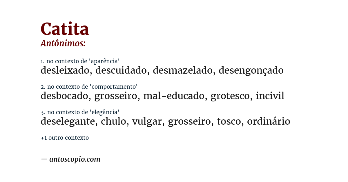 Antônimo de catita