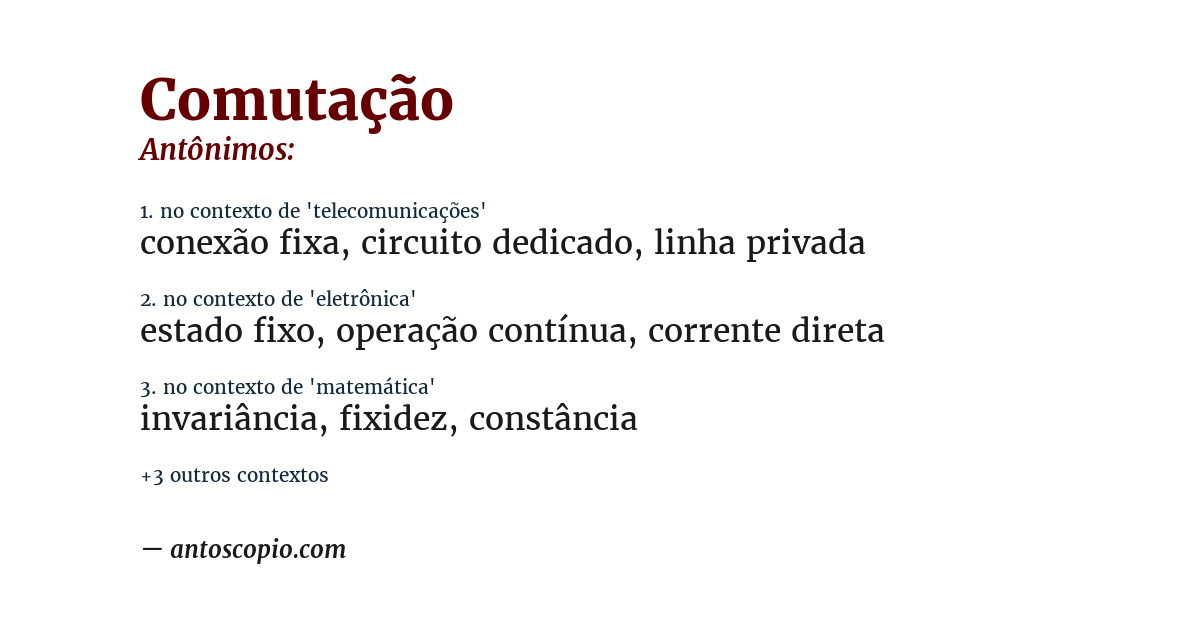 Antônimo de comutação