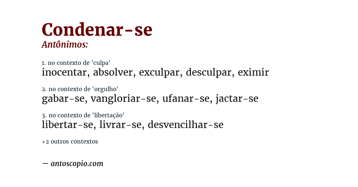 Antônimo de condenar-se