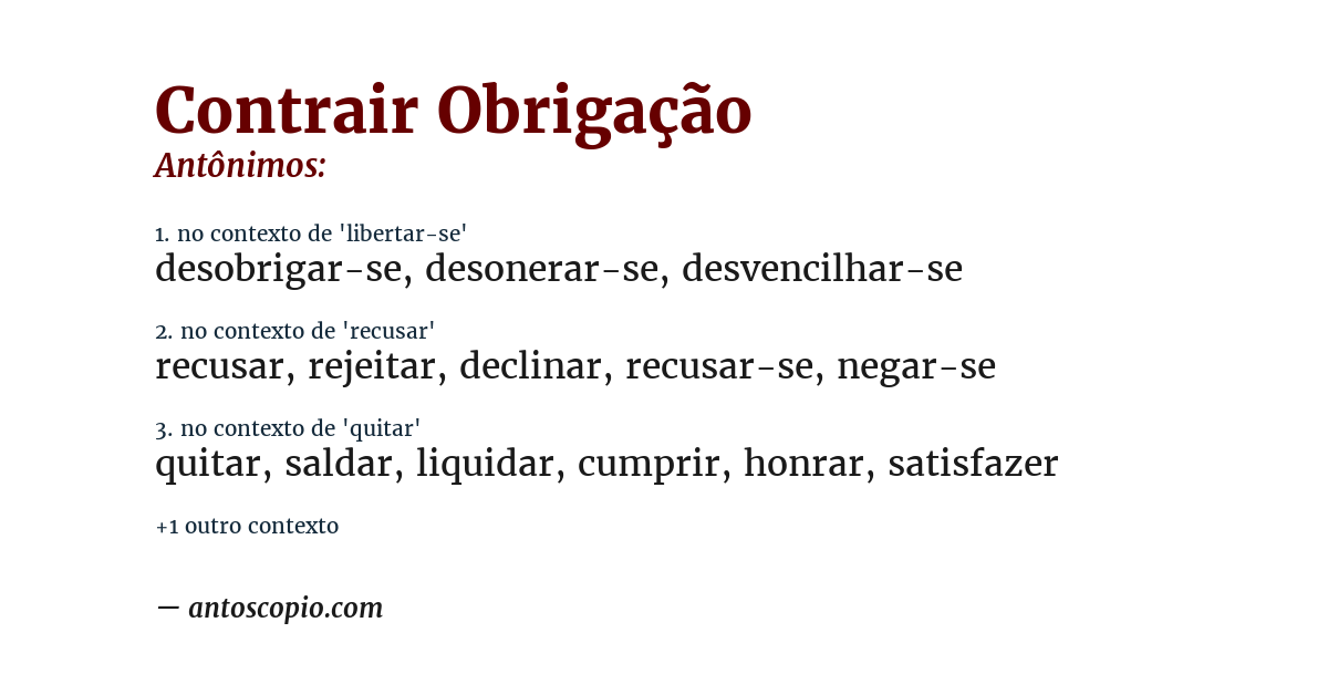 Antônimo de contrair obrigação
