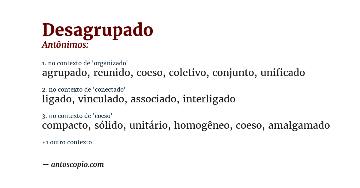 Antônimo de desagrupado