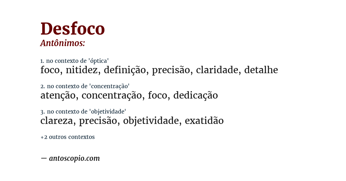 Antônimo de desfoco