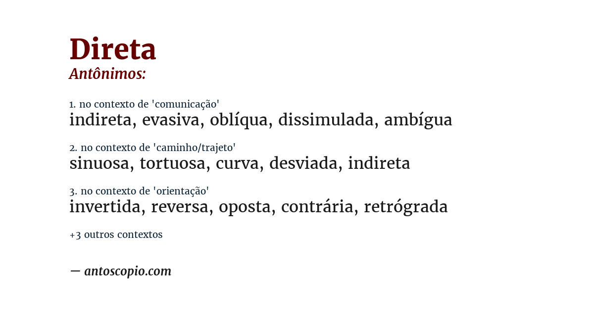 Antônimo de direta