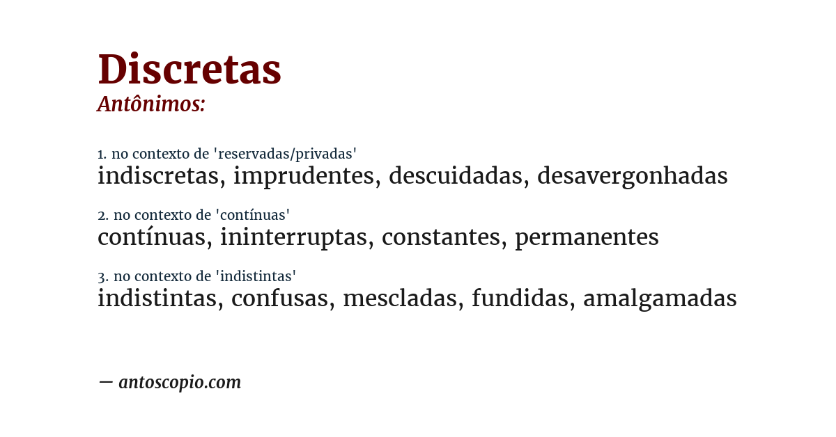 Antônimo de discretas
