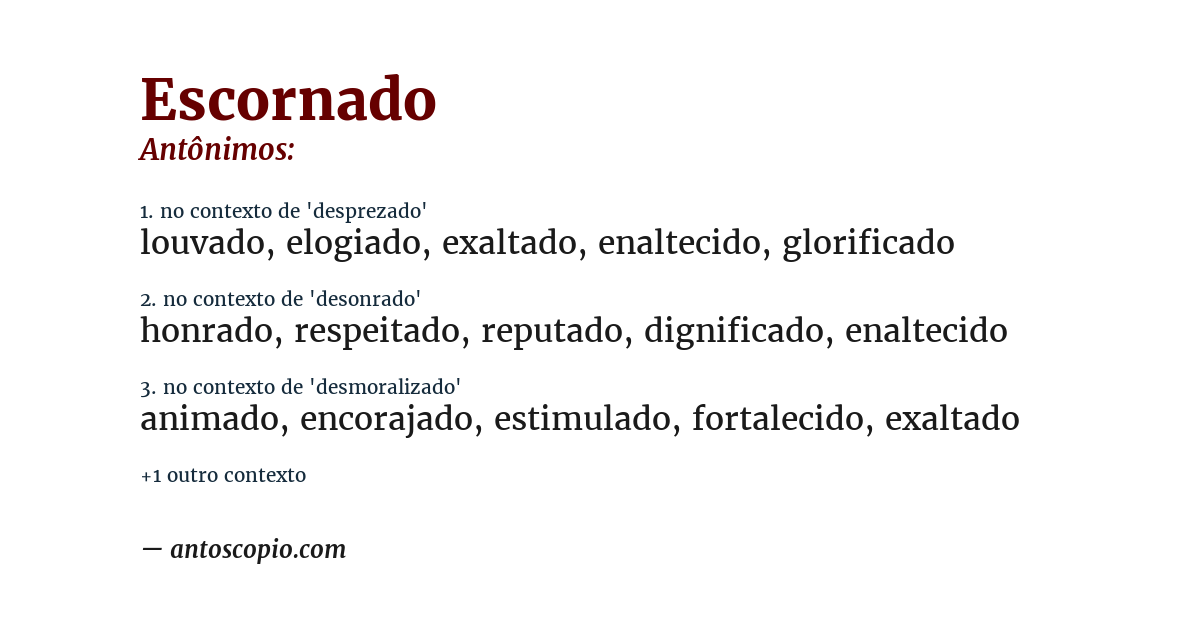 Antônimo de escornado