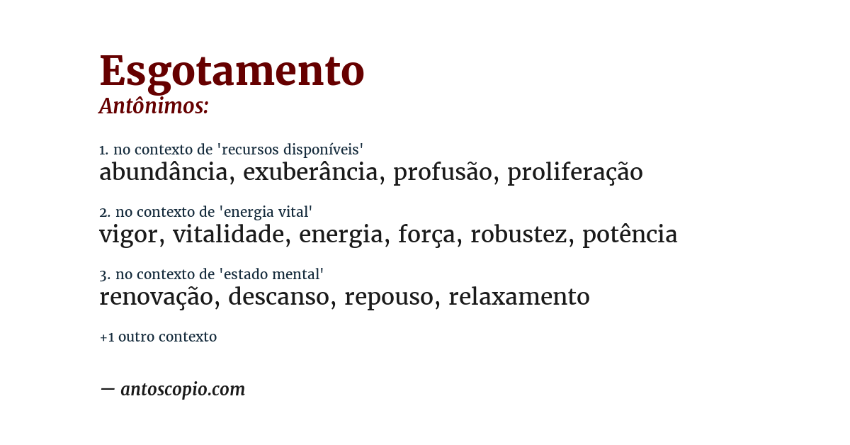 Antônimo de esgotamento