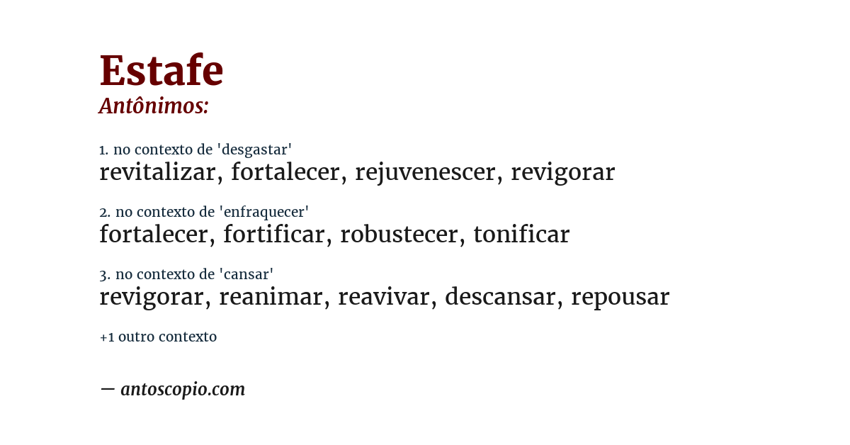 Antônimo de estafe